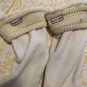 Hunter Boot Tall White Cable Socks